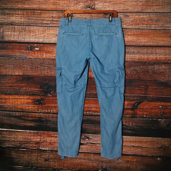 Tommy Hilfiger Jeans Size 6 Chelsea Cargo Jogger Pants Blue Chambray Lyocell - Picture 3 of 8